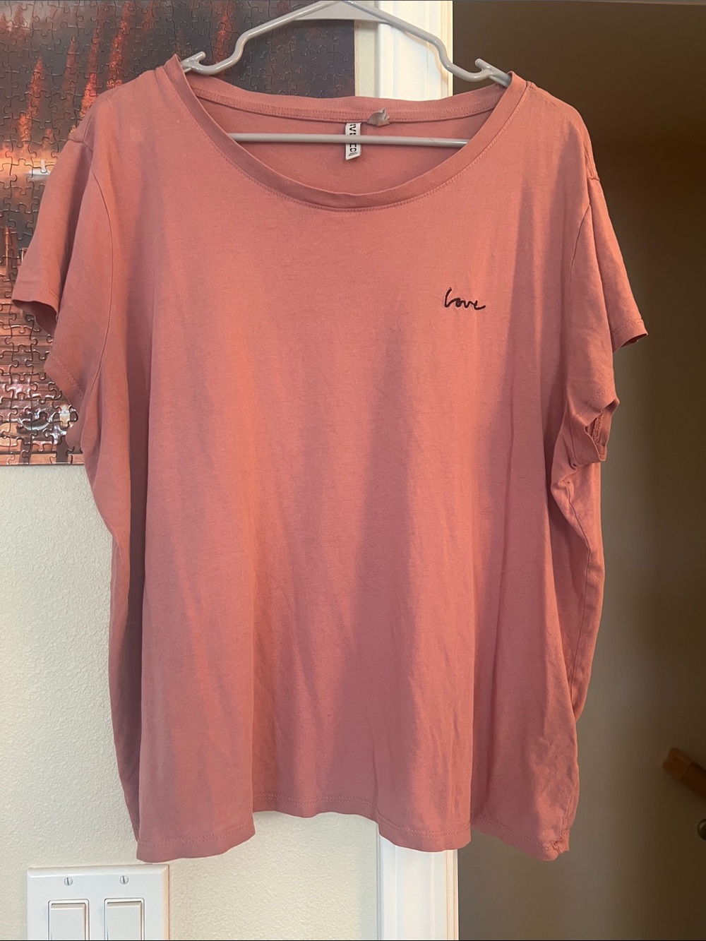 H&M Rose Dusty Pink 'Love' Scoop Neck Short Sleeve Tee